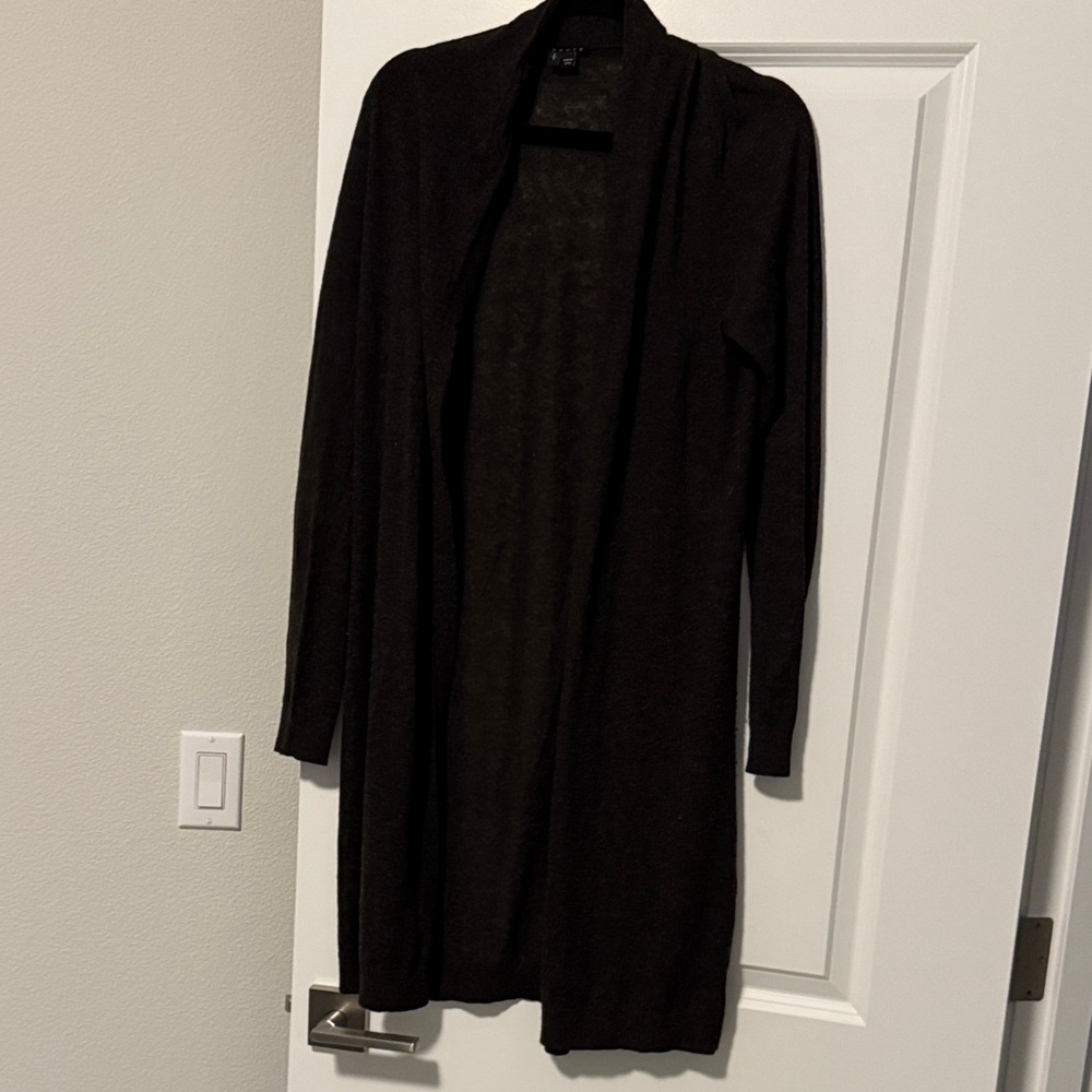 Theory Long Cardigan Women's Sweater- dark brown
